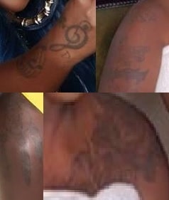 A picture of Spice's tattoos.